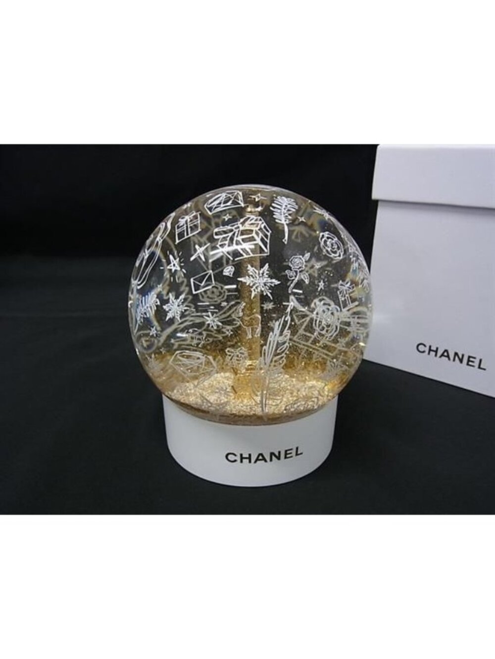 Chanel New Camellia Limited Snow Globe Interior Object Ornament White Gold